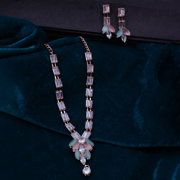 ✨ Crystal Bloom Necklace & Earring Set – Elegant Sparkle