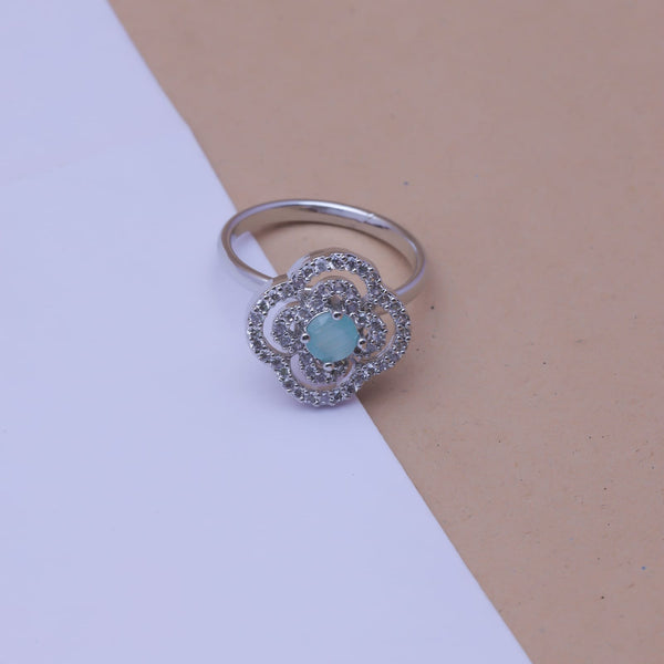 Aqua Blossom Adjustable Ring