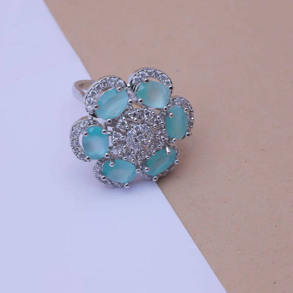 Aqua Bloom Adjustable Ring 🌸💎